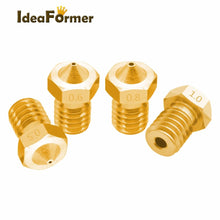 V6 Brass Nozzle Set – 5/10pcs (M6 Thread, 0.2–1.0mm) for 1.75mm Filament | Compatible with V5/V6 Hotends | Printin3D.co