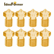 V6 Brass Nozzle Set – 5/10pcs (M6 Thread, 0.2–1.0mm) for 1.75mm Filament | Compatible with V5/V6 Hotends | Printin3D.co