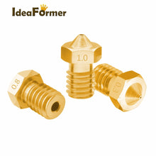 V6 Brass Nozzle Set – 5/10pcs (M6 Thread, 0.2–1.0mm) for 1.75mm Filament | Compatible with V5/V6 Hotends | Printin3D.co