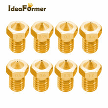 V6 Brass Nozzle Set – 5/10pcs (M6 Thread, 0.2–1.0mm) for 1.75mm Filament | Compatible with V5/V6 Hotends | Printin3D.co