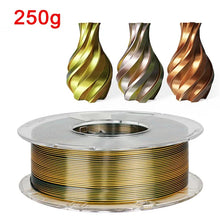 250G Silk PLA Rainbow Filament – Dual Color 1.75mm PLA for 3D Printers, Gold Blend Finish | Printin3D.co