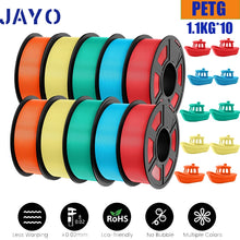 10-Roll PETG Filament Bundle – 1.75mm | Bubble-Free, Multi-Color 3D Printing | 1.1KG Each | Printin3D.co