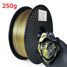 250G Silk PLA Rainbow Filament – Dual Color 1.75mm PLA for 3D Printers, Gold Blend Finish | Printin3D.co