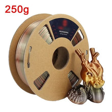 250G Silk PLA Rainbow Filament – Dual Color 1.75mm PLA for 3D Printers, Gold Blend Finish | Printin3D.co
