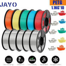 10-Roll PETG Filament Bundle – 1.75mm | Bubble-Free, Multi-Color 3D Printing | 1.1KG Each | Printin3D.co