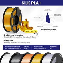 6-Roll Silk PLA+ Filament Bundle – 1.75mm | Glossy, Silky Finish for FDM Printers | Printin3D.co