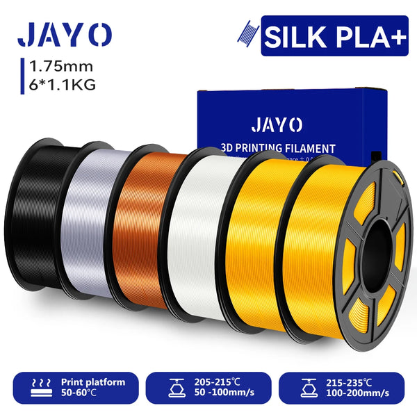 6-Roll Silk PLA+ Filament Bundle – 1.75mm | Glossy, Silky Finish for FDM Printers | Printin3D.co