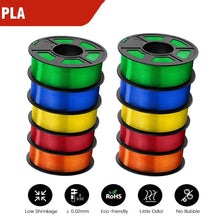 10-Roll Multicolor PLA+ / PLA / PETG Filament Bundle – 1.75mm | No-Bubble FDM Filament | Printin3D.co