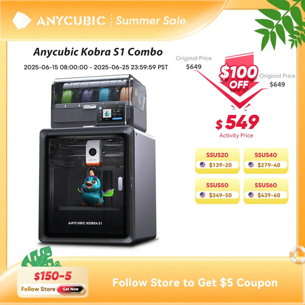 Anycubic Kobra S1 Combo Multi-Color 3D Printer High Precision Core XY Stable Structure Ultra-Quiet Max Speed | Printin3D.co