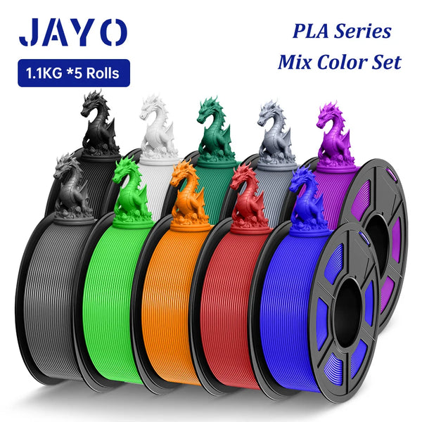 5-Roll Mixed PLA Filament Bundle – PLA+, Matte, Meta & PLA 2.0 | 1.75mm, 1.1KG Each | Printin3D.co