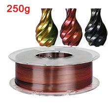 250G Silk PLA Rainbow Filament – Dual Color 1.75mm PLA for 3D Printers, Gold Blend Finish | Printin3D.co