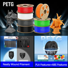 10-Roll PETG Filament Bundle – 1.75mm | Bubble-Free, Multi-Color 3D Printing | 1.1KG Each | Printin3D.co