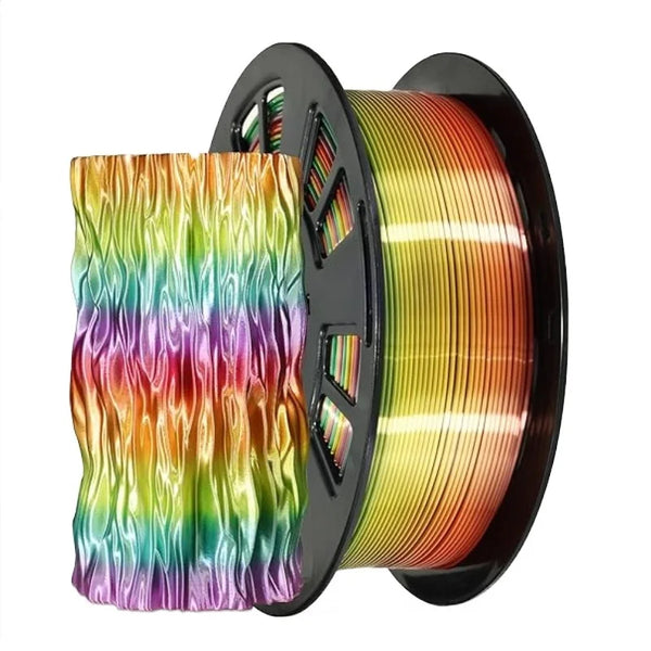 250G Silk PLA Rainbow Filament – Dual Color 1.75mm PLA for 3D Printers, Gold Blend Finish | Printin3D.co