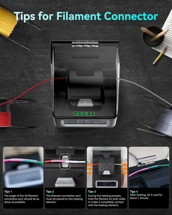 Filament Connector Kit – Splicer for 1.75mm PLA, PETG, ABS, PC, PA | Includes 200 PTFE Sleeves | Printin3D.co