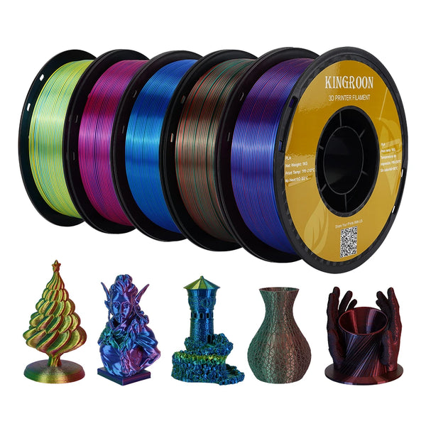 Silk Tricolor PLA Filament – 1.75mm | Multicolor 3D Printing Material | Printin3D.co