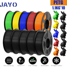 10-Roll PETG Filament Bundle – 1.75mm | Bubble-Free, Multi-Color 3D Printing | 1.1KG Each | Printin3D.co