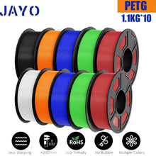 10-Roll PETG Filament Bundle – 1.75mm | Bubble-Free, Multi-Color 3D Printing | 1.1KG Each | Printin3D.co
