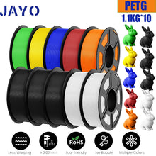 10-Roll PETG Filament Bundle – 1.75mm | Bubble-Free, Multi-Color 3D Printing | 1.1KG Each | Printin3D.co