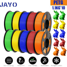 10-Roll PETG Filament Bundle – 1.75mm | Bubble-Free, Multi-Color 3D Printing | 1.1KG Each | Printin3D.co