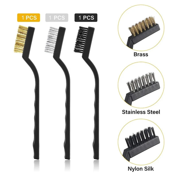 3PCS Nozzle Cleaning Brush Set – Copper, Nylon & Steel Wire | 3D Printer Maintenance Tool | Printin3D.co