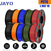 10-Roll PETG Filament Bundle – 1.75mm | Bubble-Free, Multi-Color 3D Printing | 1.1KG Each | Printin3D.co