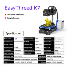 EasyThreed K7 Mini 3D Printer – Compact Entry-Level Toy Printer for Kids & Beginners | Uses PLA/TPU Filament | Printin3D.co