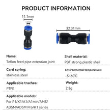Pneumatic Fitting for Bambu Lab X1C/X1/P1P/P1S – PTFE Tube Connector for 1.75mm Filament & AMS | Printin3D.co
